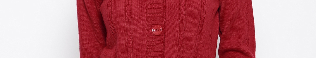 Buy Madame Women Red Self Design Cardigan - Sweaters for Women 2130807 ...