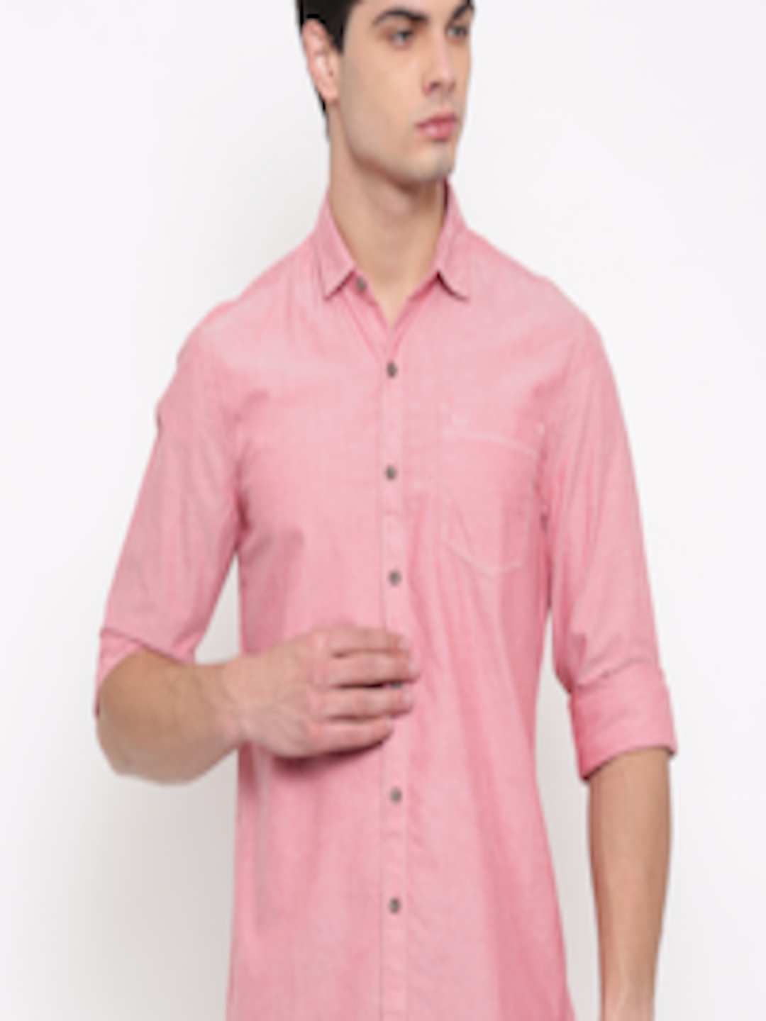 Buy Lee Men Pink Super Slim Fit Solid Casual Shirt - Shirts for Men ...