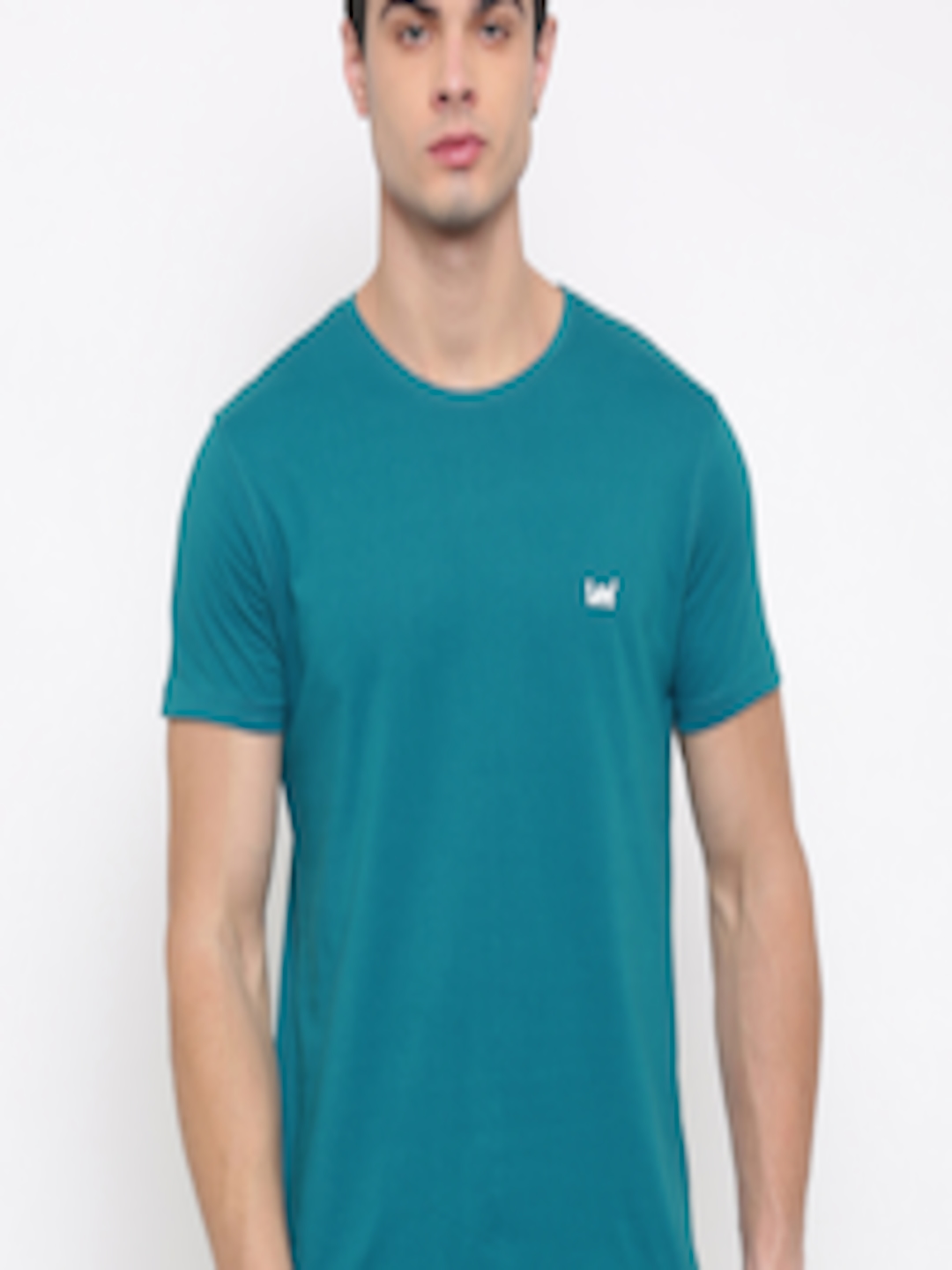 Buy Lee Men Teal Blue Solid Round Neck Pure Cotton T Shirt - Tshirts ...