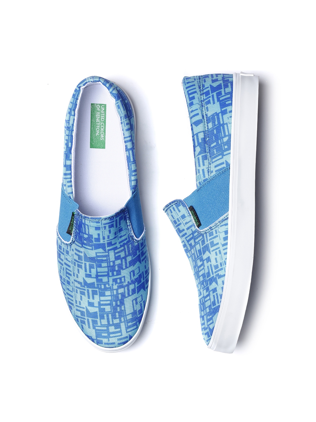 Buy United Colors Of Benetton Men Blue Printed Slip On Sneakers ...