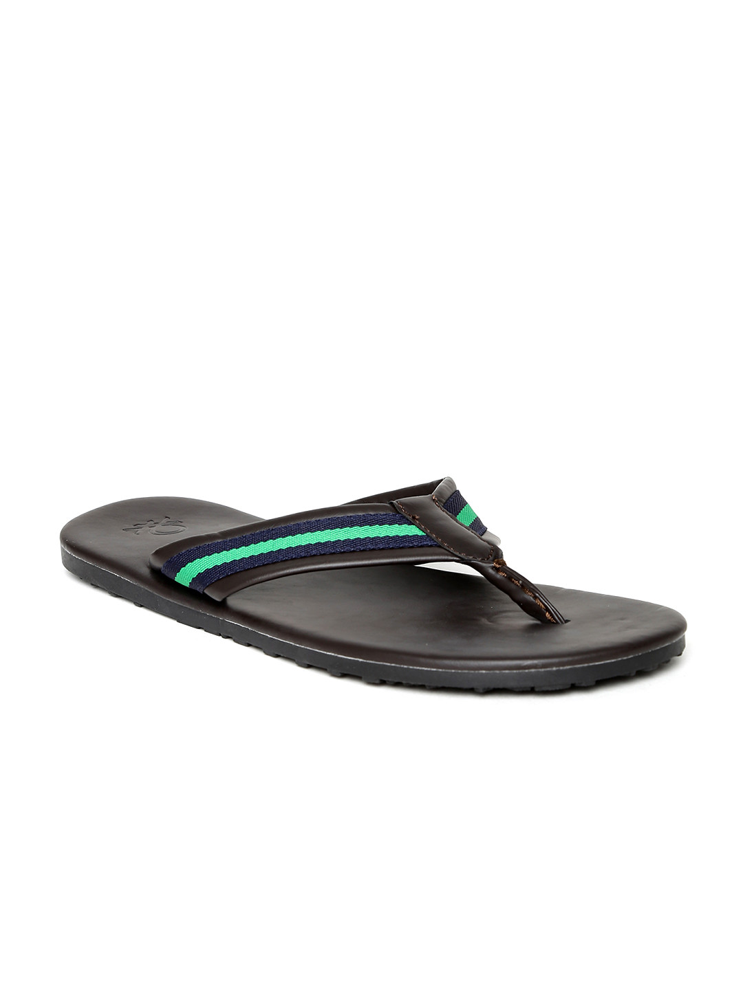 Buy United Colors Of Benetton Men Coffee Brown & Navy Striped Flip Flops - Flip Flops for Men 