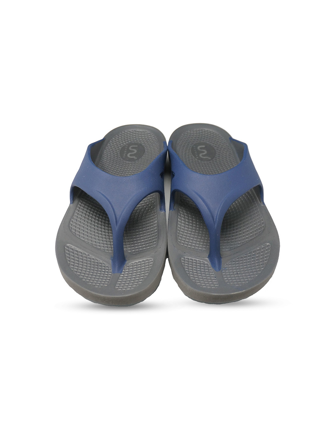 Buy Doubleu Men Grey & Navy Blue Rubber Thong Flip Flops Flip Flops