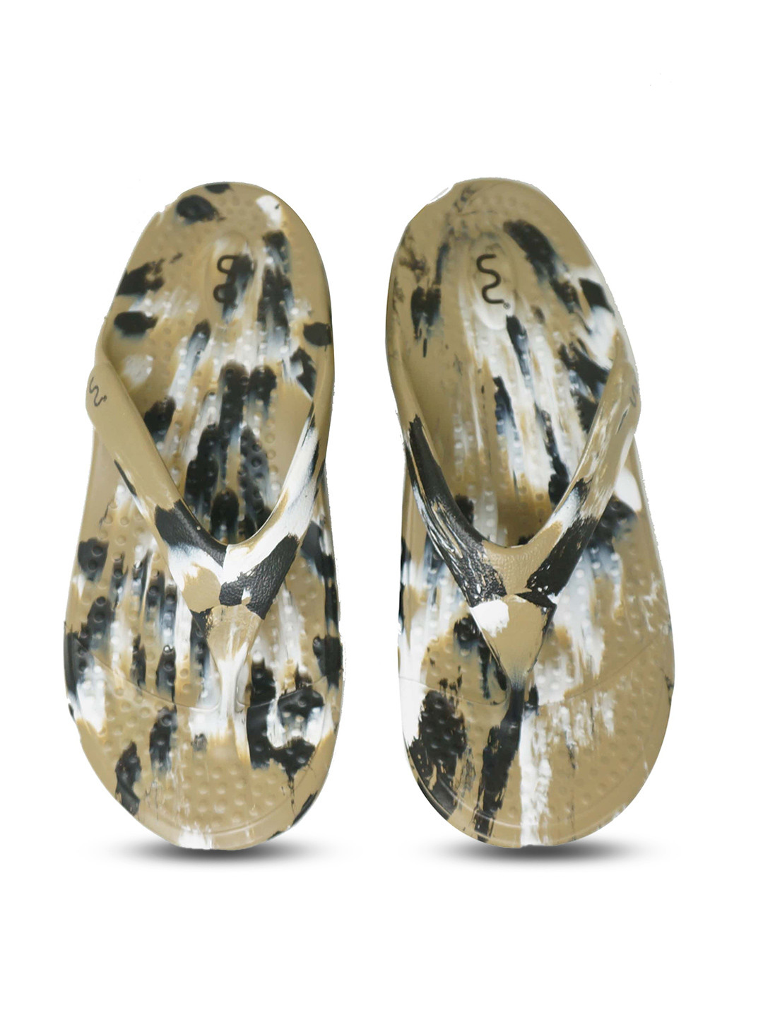 Buy Doubleu Men Khaki & White Printed Rubber Thong Flip Flops Flip