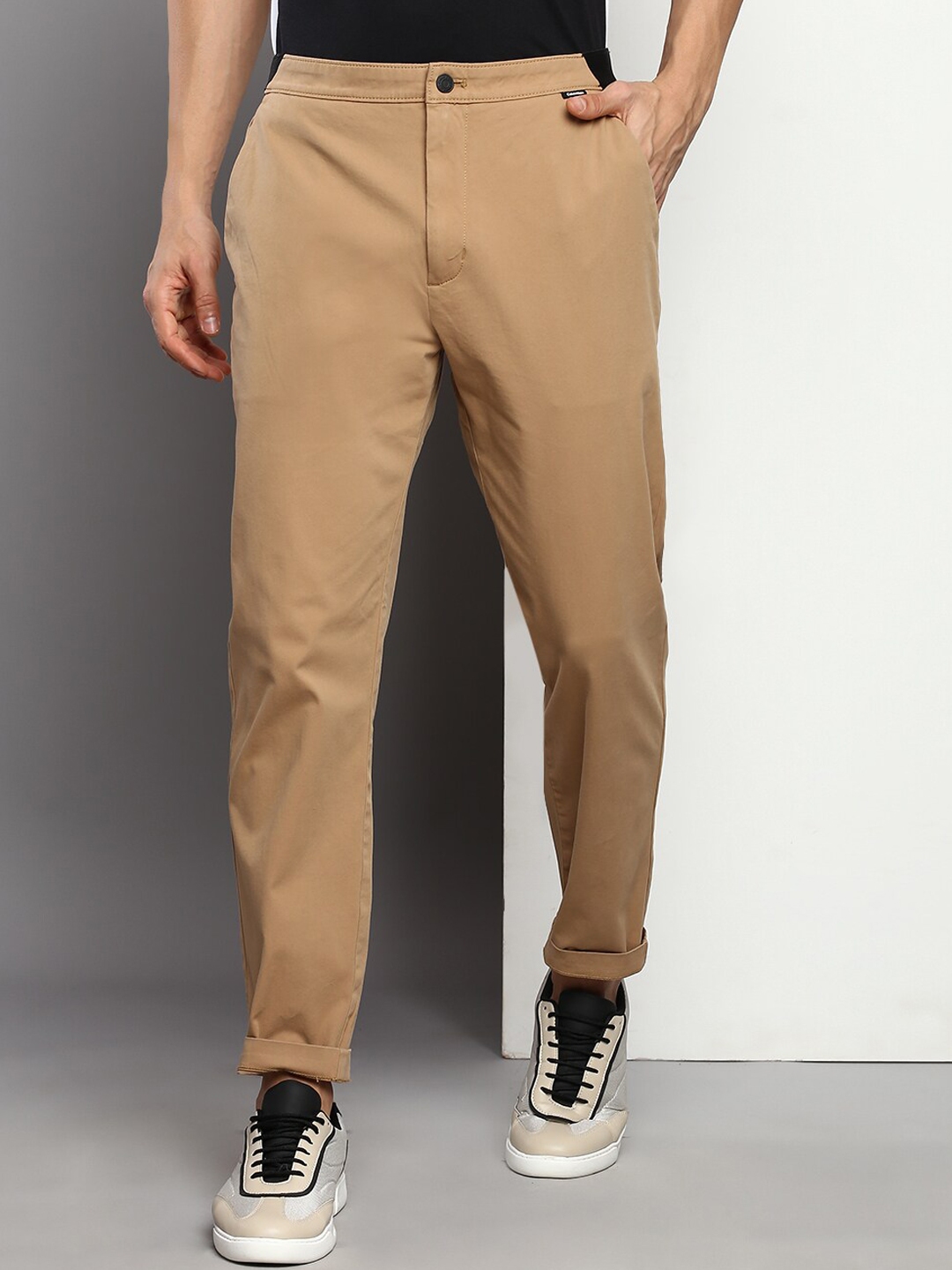 Buy Calvin Klein Jeans Men Original Tapered Fit Cotton Trousers ...