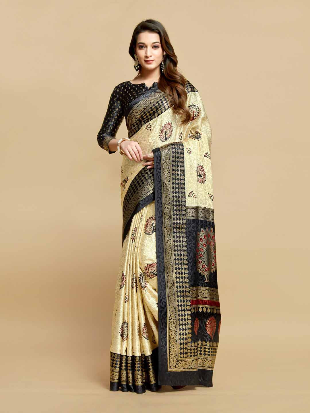 Buy GAJARAI Ethnic Motifs Silk Blend Kanjeevaram Saree Sarees for