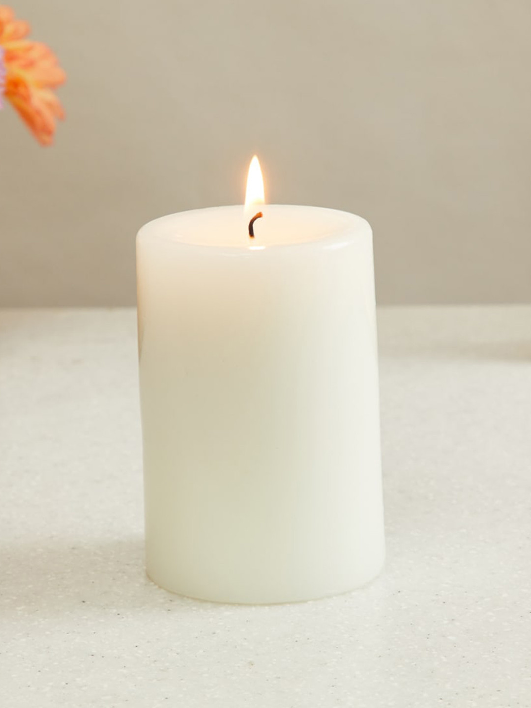 Buy Home Centre Color Connect White Wax Vanilla Pillar Candle Candles