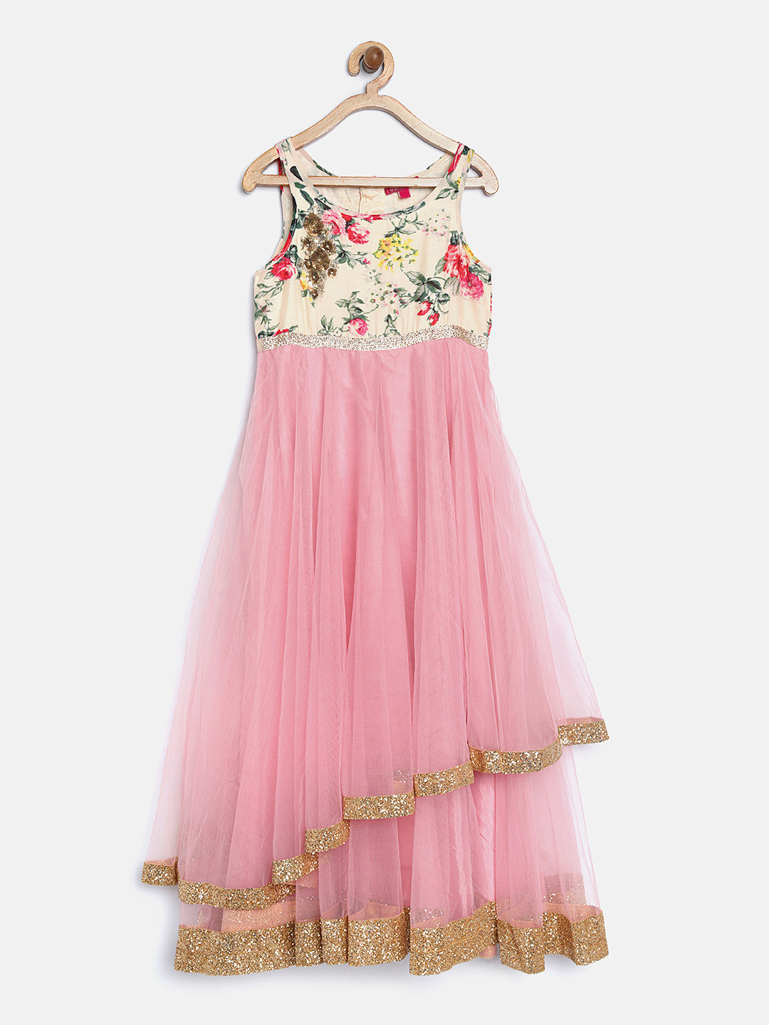 Buy Biba Girls Pink Net Maxi Dress Dresses for Girls 2132068 Myntra
