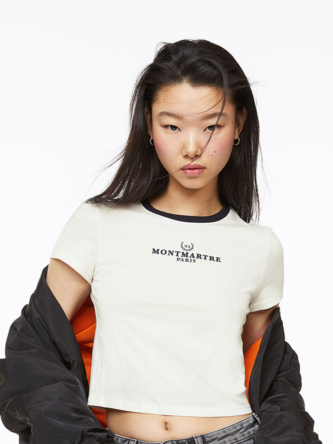 Buy H&M Women Printed Cropped Cotton Top Tshirts for Women 21326112