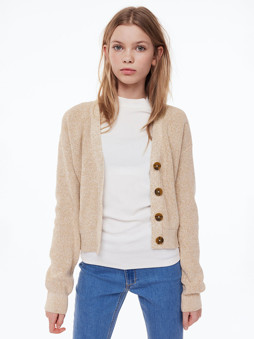 Buy H&M Girls Rib Knit Cotton Cardigan Sweaters for Girls 21326302