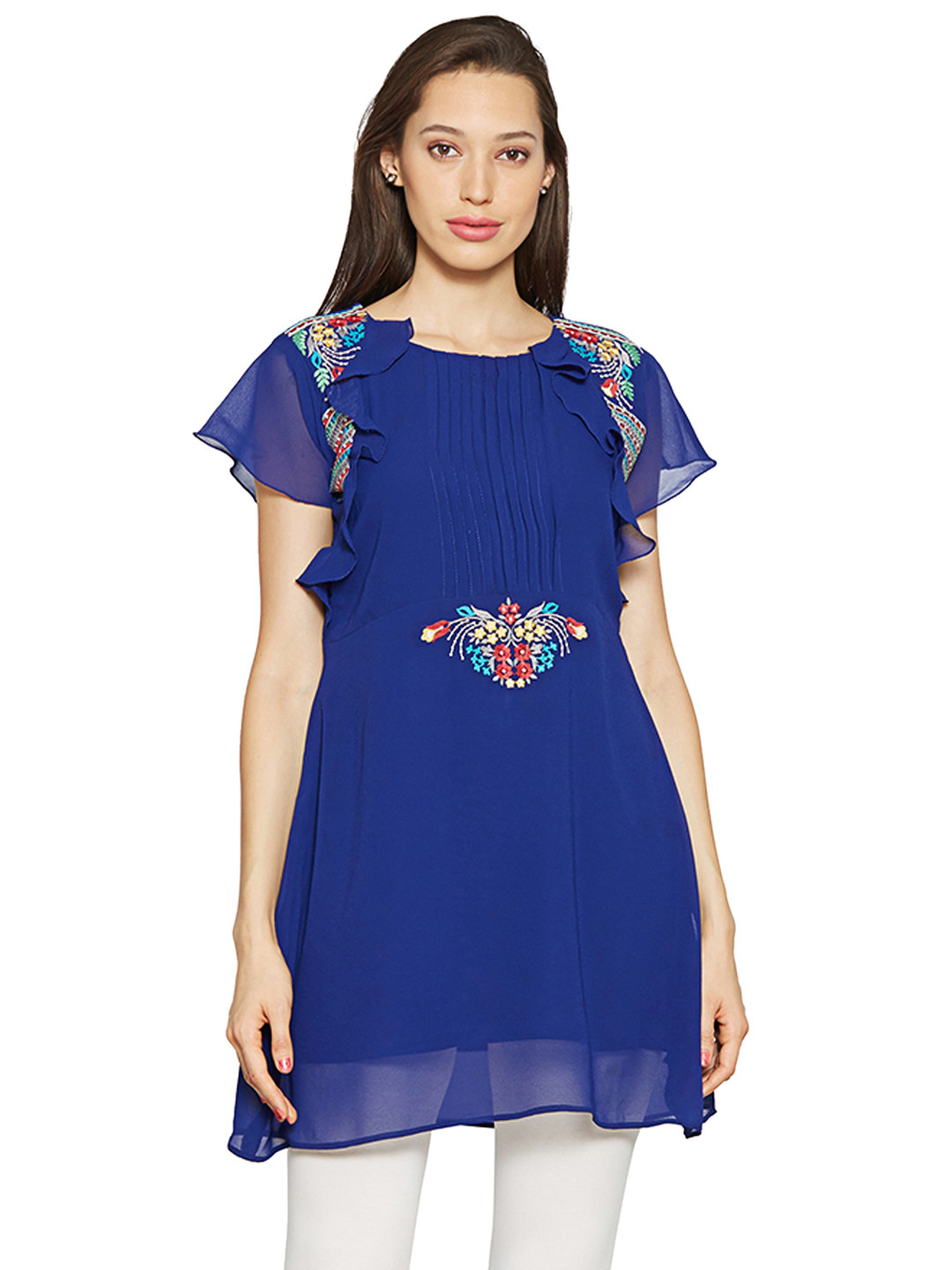 Buy Kvsfab Blue Embroidered Kurti Kurtis for Women 2132920 Myntra
