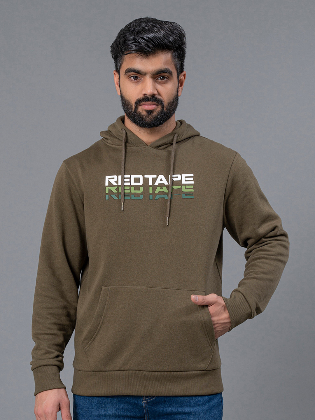 Buy Red Tape Typography Printed Hooded Sweatshirt Sweatshirts for Men