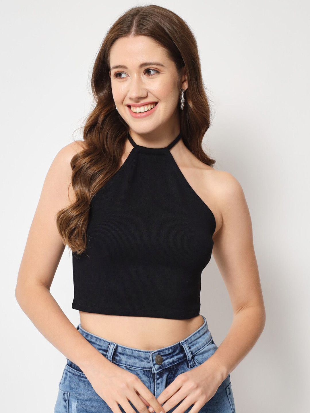 Buy CHARMGAL Cotton Halter Neck Crop Top Tops for Women 21330122 Myntra