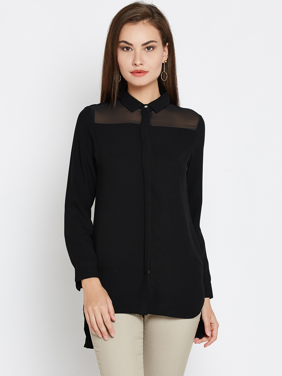Buy Wills Lifestyle Women Black Solid Formal Shirt - Shirts for Women 2133173 | Myntra
