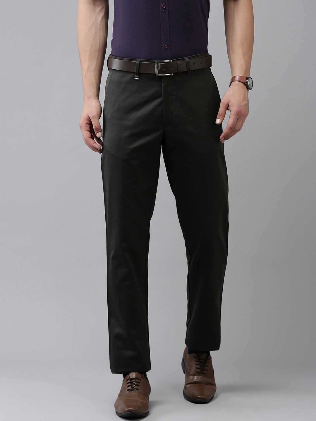 Buy Van Heusen Men Mid Rise Custom Formal Chinos - Trousers for Men ...
