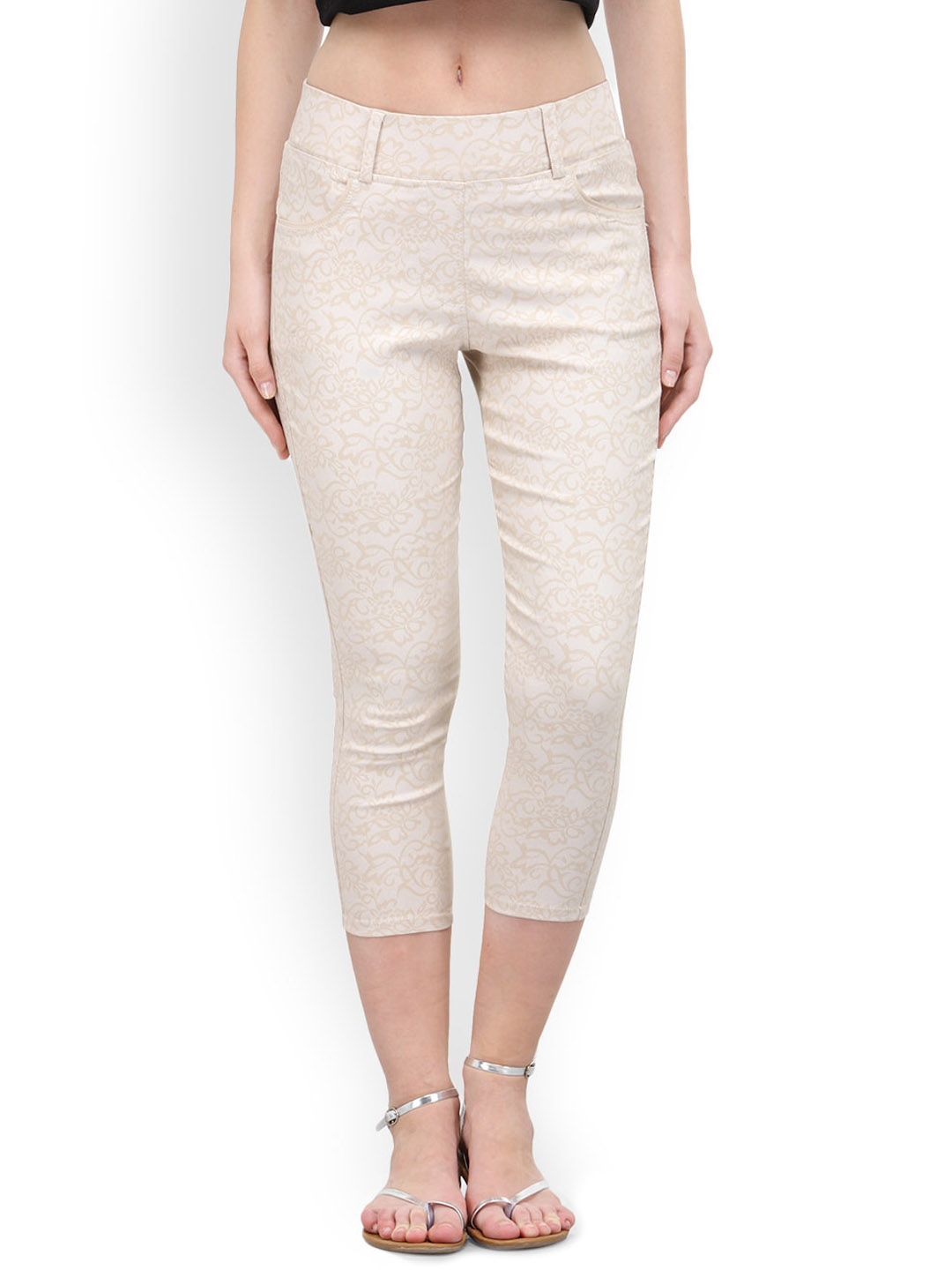 Buy Westwood Women Beige Printed Skinny Fit Capris - Capris for Women ...