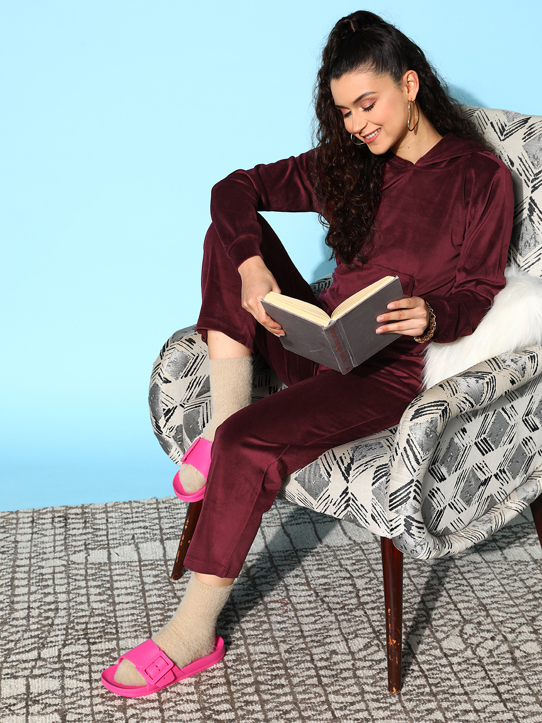 Buy ETC Women Burgundy Velvet Night Suit Night Suits for Women