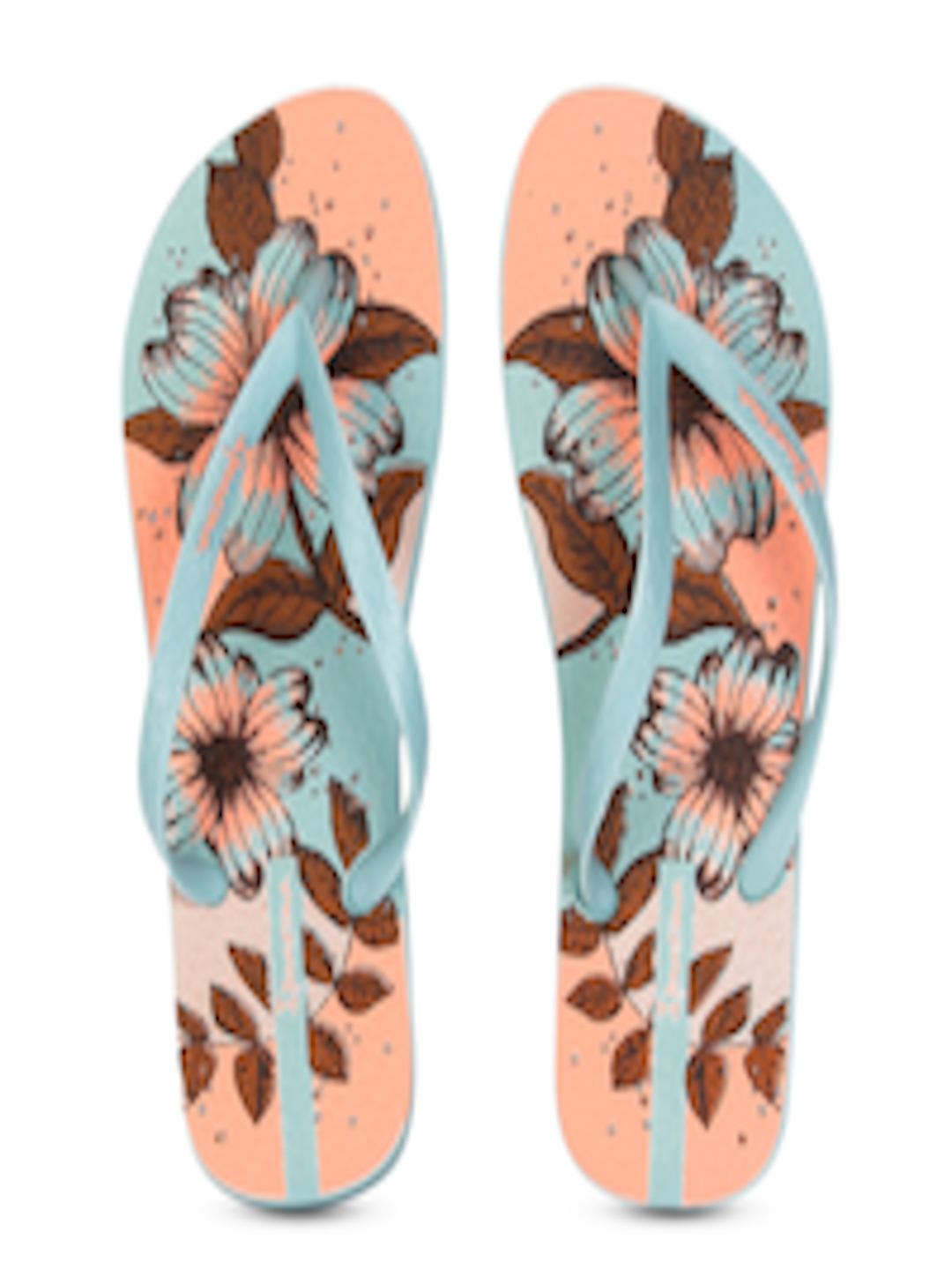 Buy IPanema Women Blue & Peach Coloured Printed Flip Flops - Flip Flops ...