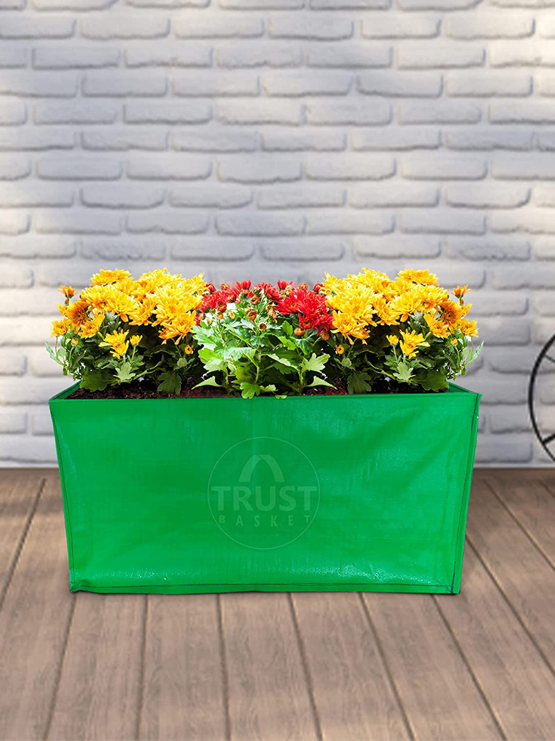 Buy TRUSTBASKET Set Of 10 Green Rectangular Grow Bag Planters for