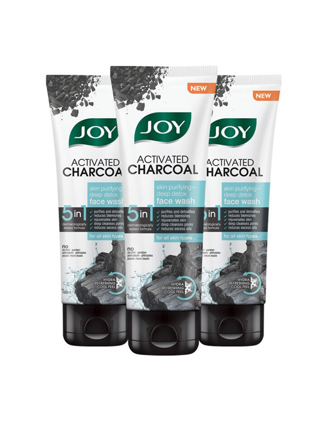 Buy JOY Set Of 3 Charcoal Face Wash For Oil Control & Dirt Removal 100ml Each Face Wash And