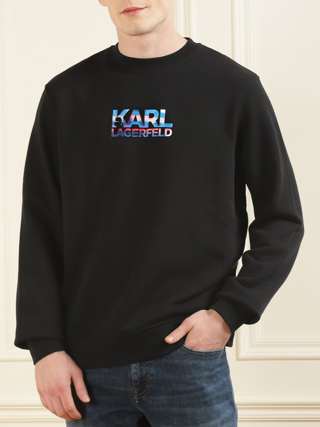Sweat Karl Lagerfeld Noir Logo Imprimé - Taille L Unisexe