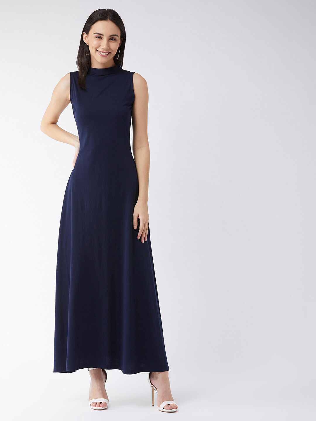 Chandra | Women's Elegant Black-and-White Maxi Dress - Flowing Fit main image 0