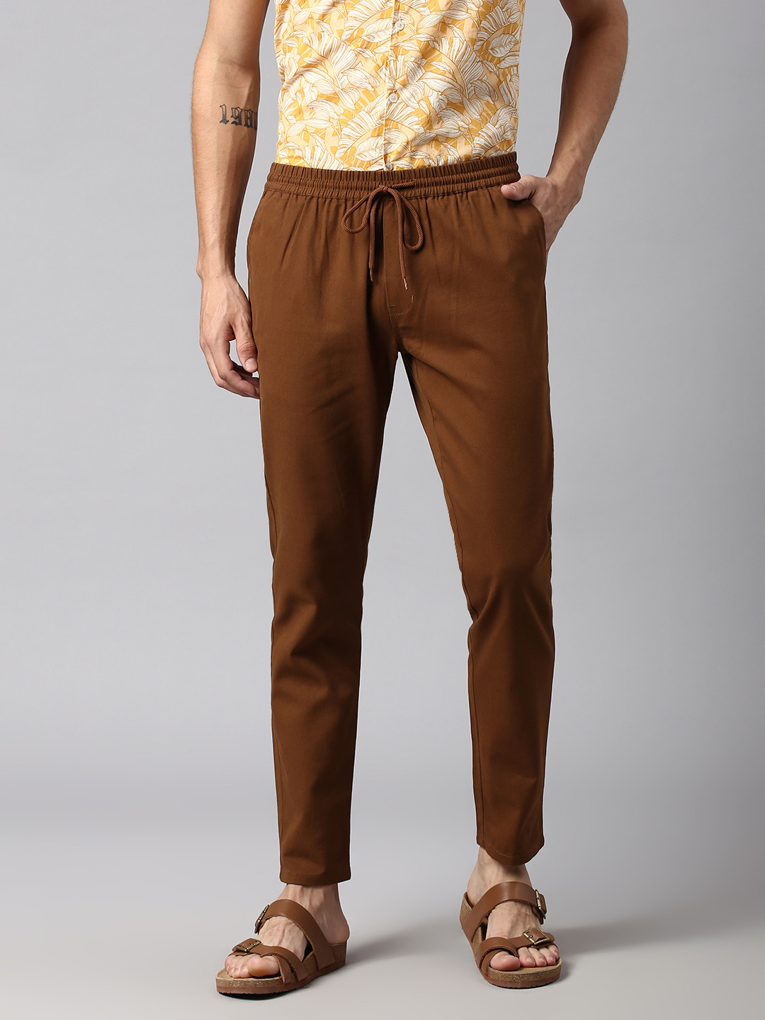 Buy Hubberholme Men Cotton Smart Slim Fit Easy Wash Chinos Trousers ...