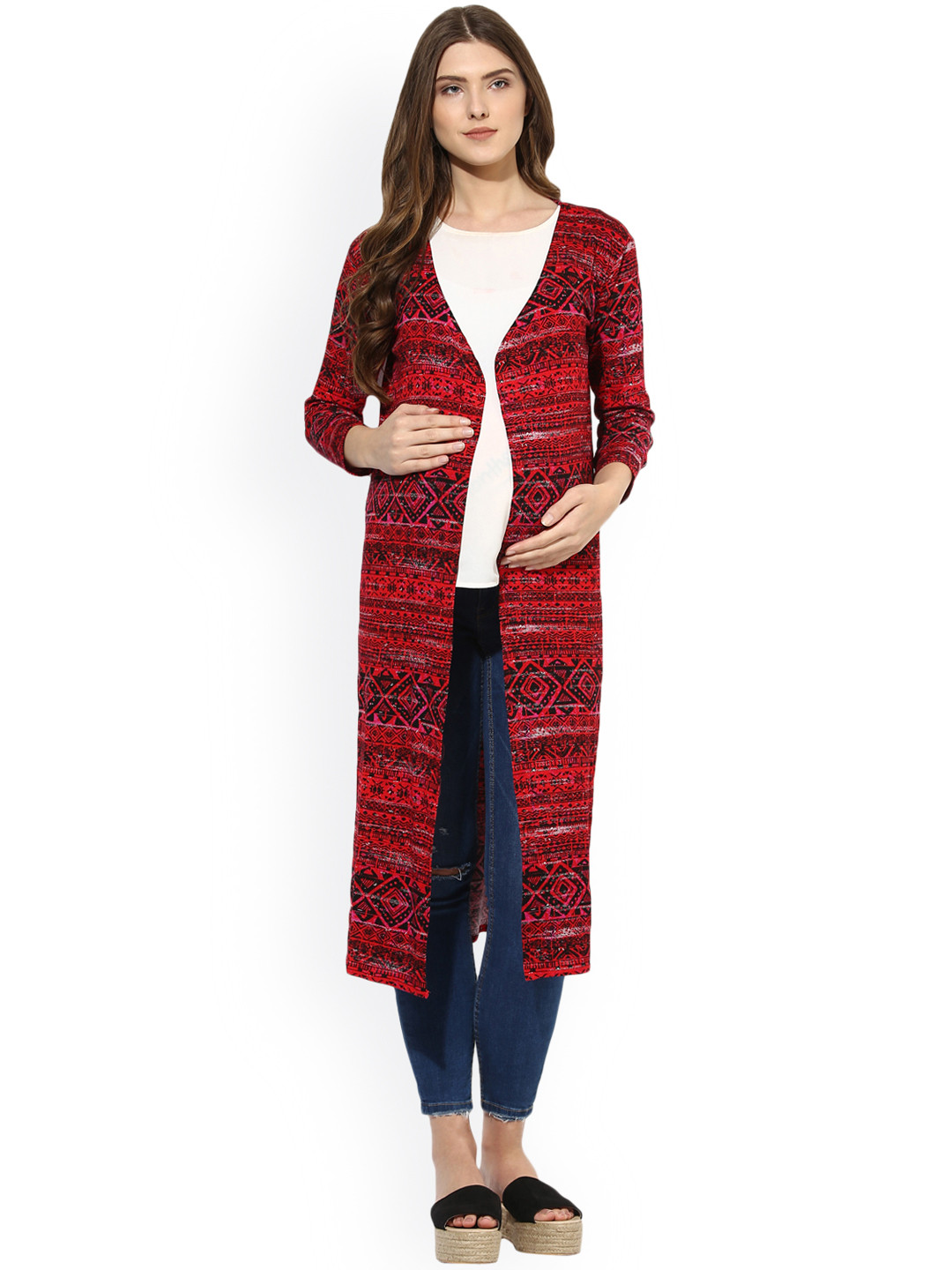 Buy Mine4nine Red Printed Maternity Shrug Shrug for Women 2136307 Myntra