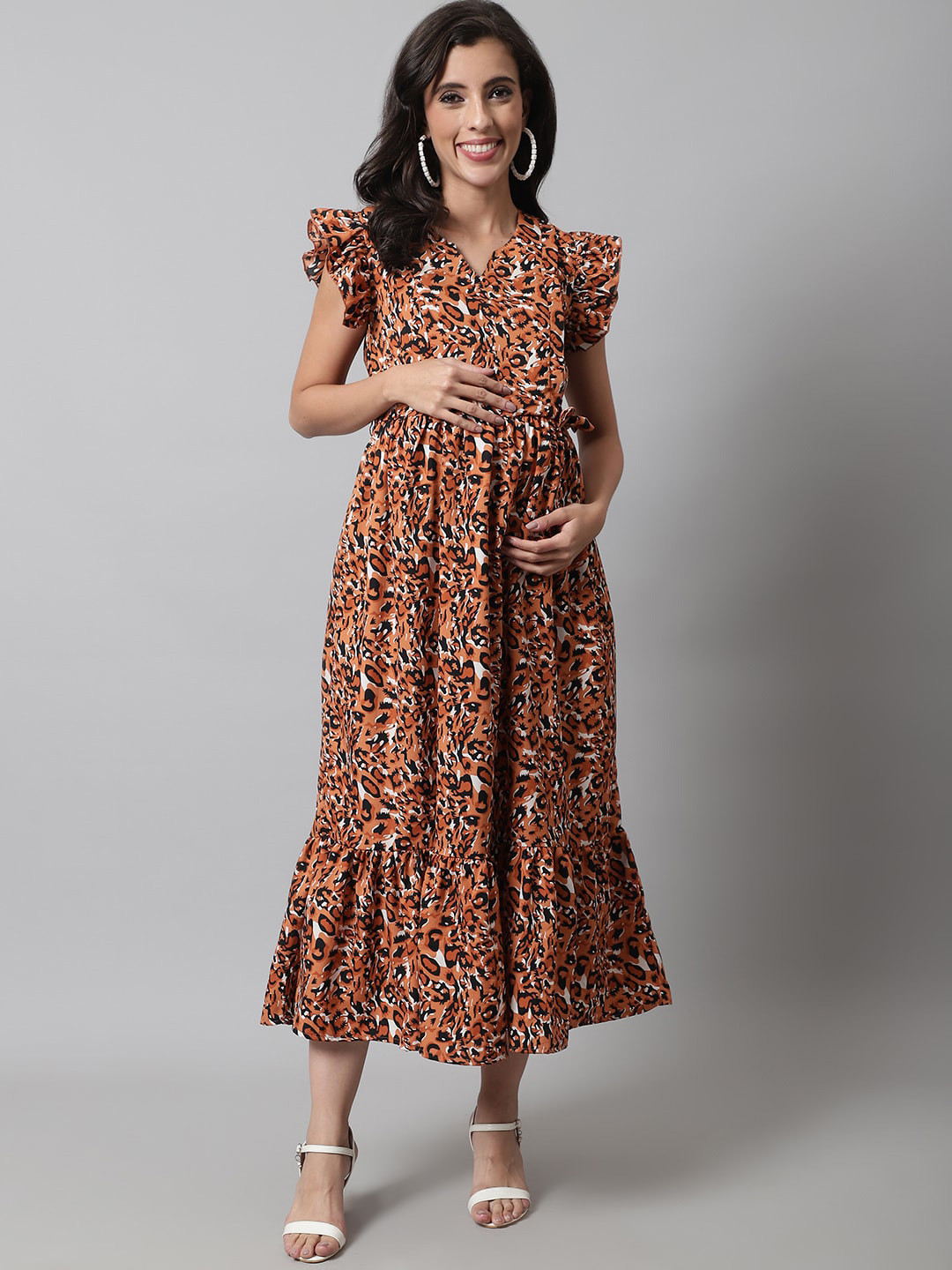 Buy Frempy Floral Crepe Maternity Midi Dress Dresses for Women