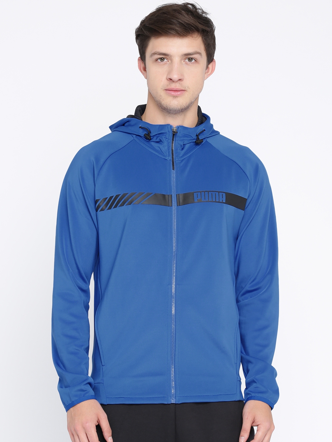 Buy Puma Men Blue Solid Active Tec Stretch FZ Hooded Sporty Track ...