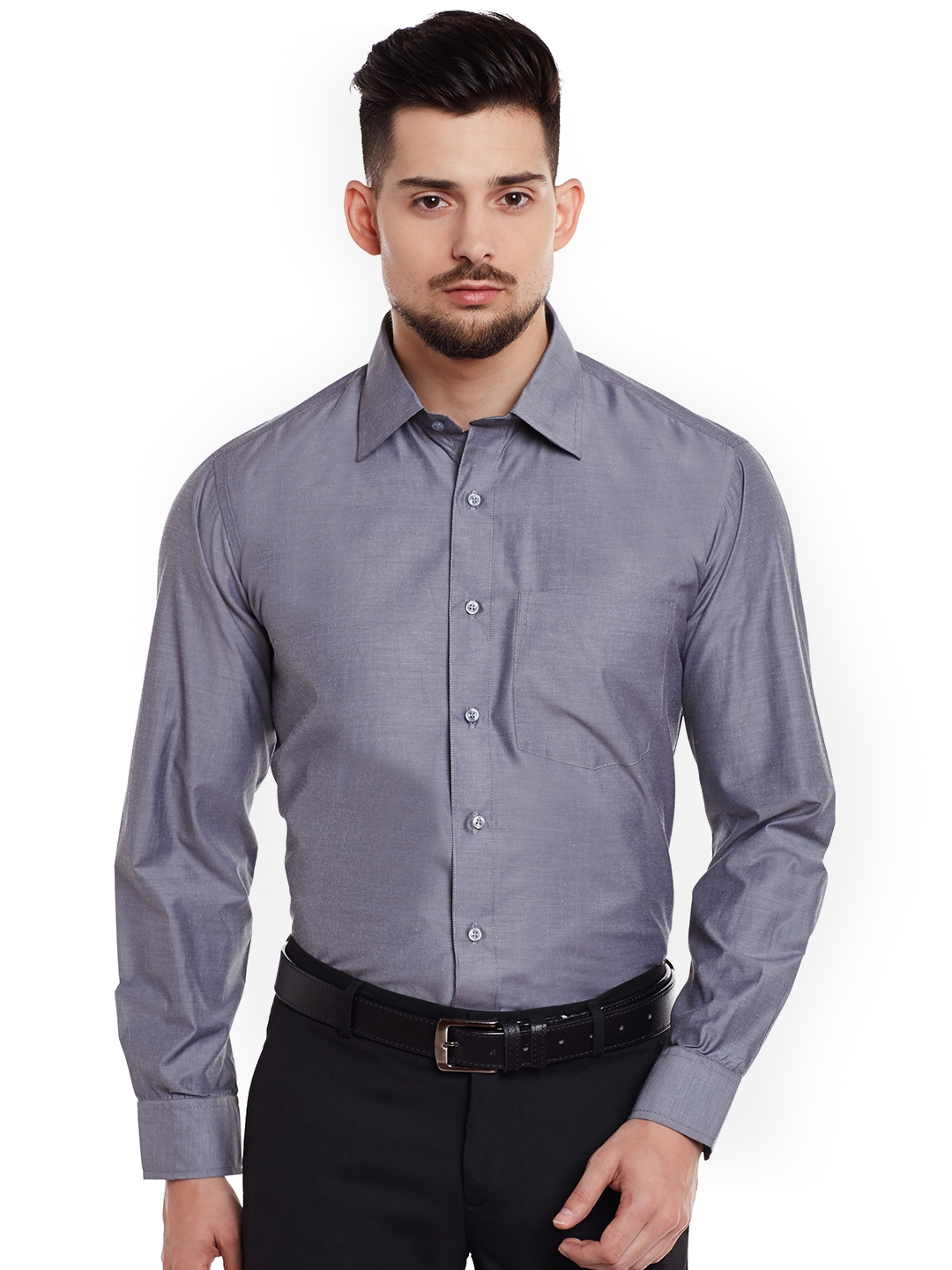 Buy DENNISON Men Grey Comfort Regular Fit Solid Formal Shirt - Shirts ...