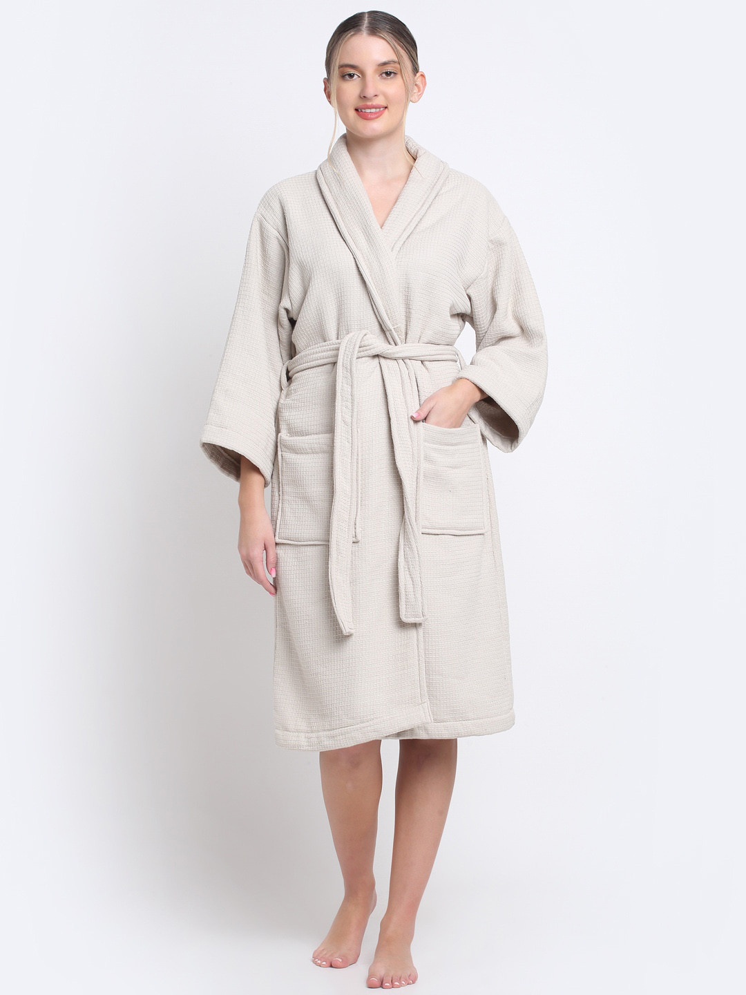 Buy Creeva Women Beige Solid Luxury Bathrobe Bath Robe for Women