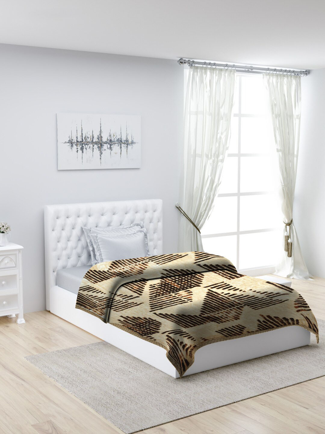 Buy Monte Carlo Olive Green & Brown Printed 950 GSM Mild Winter Single