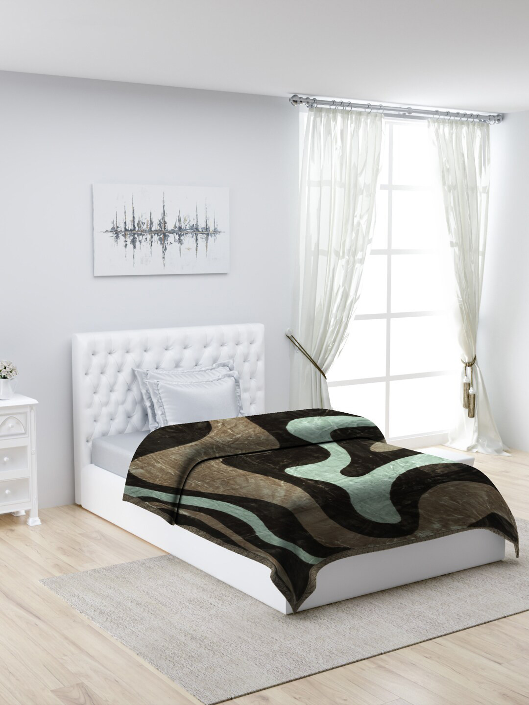 Buy Monte Carlo Mink Brown & Green Heavy Winter Single Bed Blanket