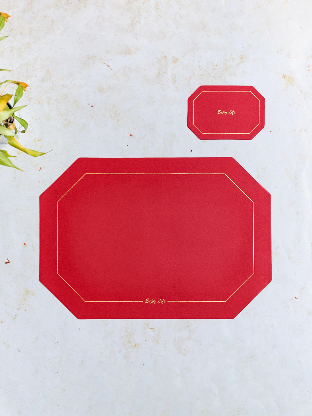 Buy Nestasia Red Set Of 6 Octagon Shaped Table Placemats With Coasters