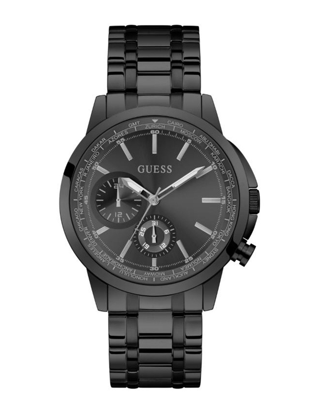 Guess Trophy Chronograph Diamonds Black Dial Silver Steel Strap Watch for Men - GW0390G1
