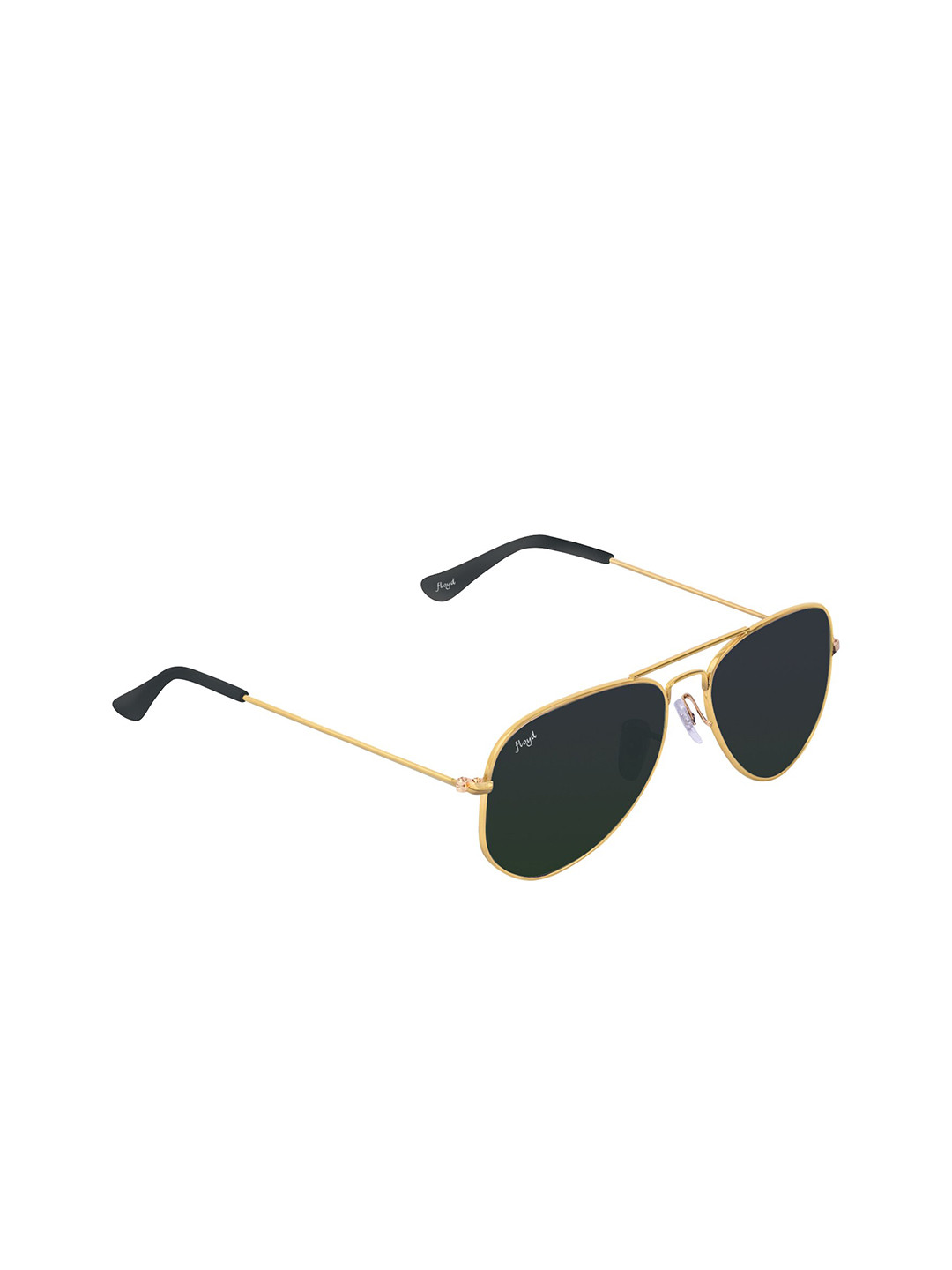 Buy Floyd Unisex Black Lens & Gold Toned Aviator Sunglasses With UV
