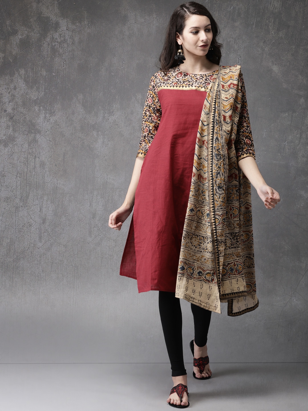 anouk maroon kurta set