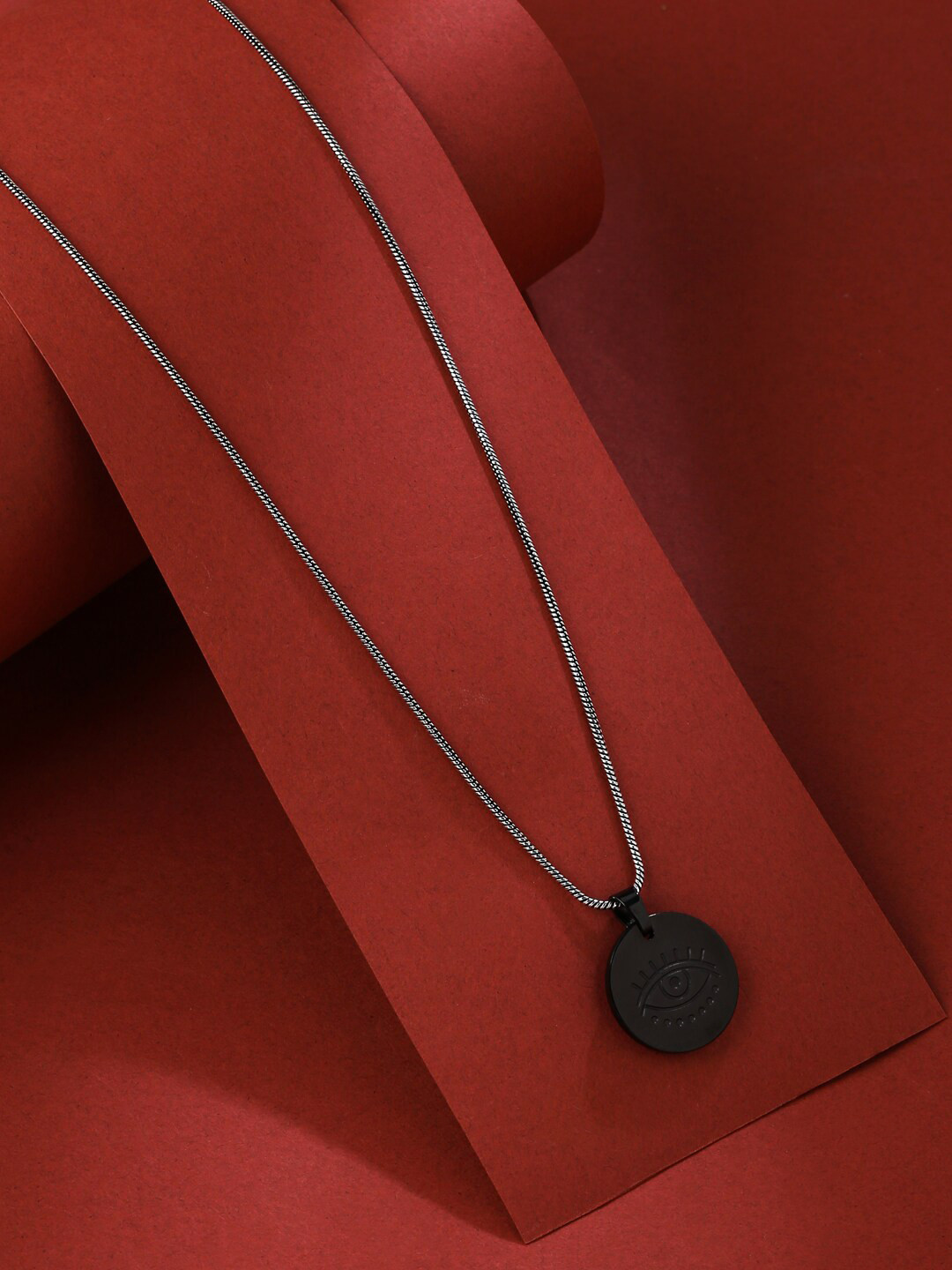 Buy VIRAASI Silver Plated Evil Eye Black Pendant With Necklace