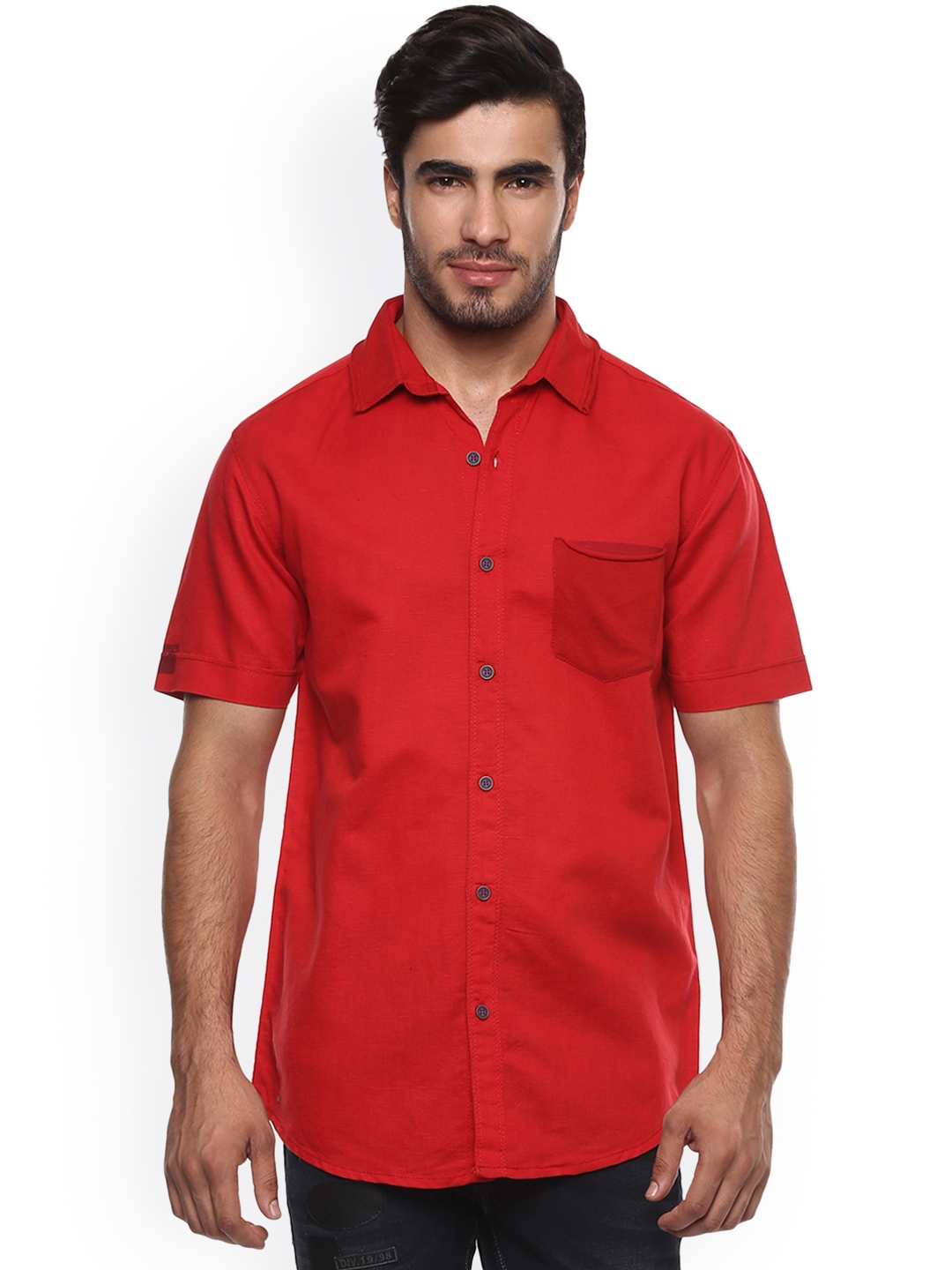 Buy Mufti Men Red Slim Fit Solid Casual Shirt - Shirts for Men 2140872 ...