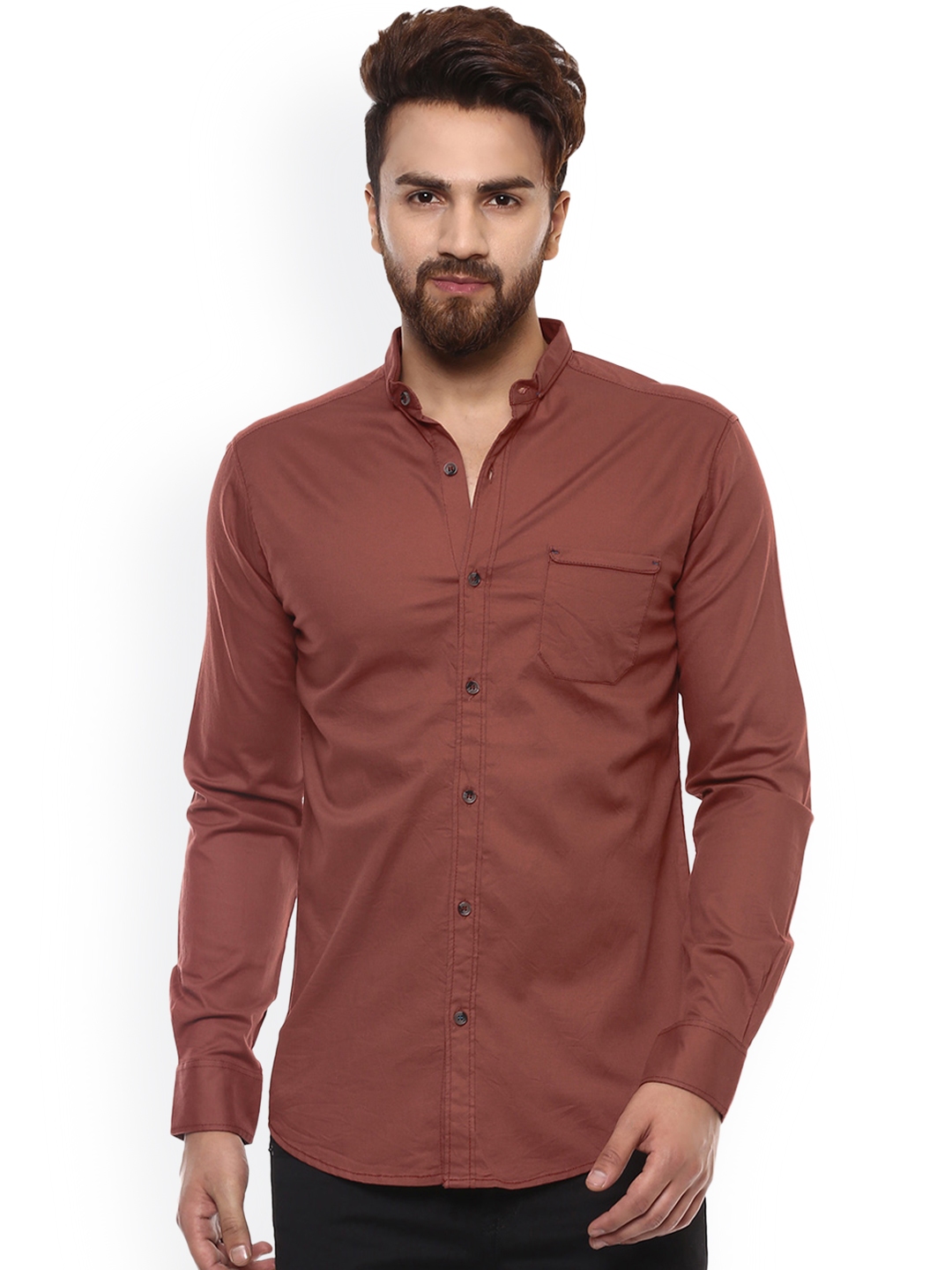 Buy Mufti Men Brown Slim Fit Solid Casual Shirt - Shirts for Men ...