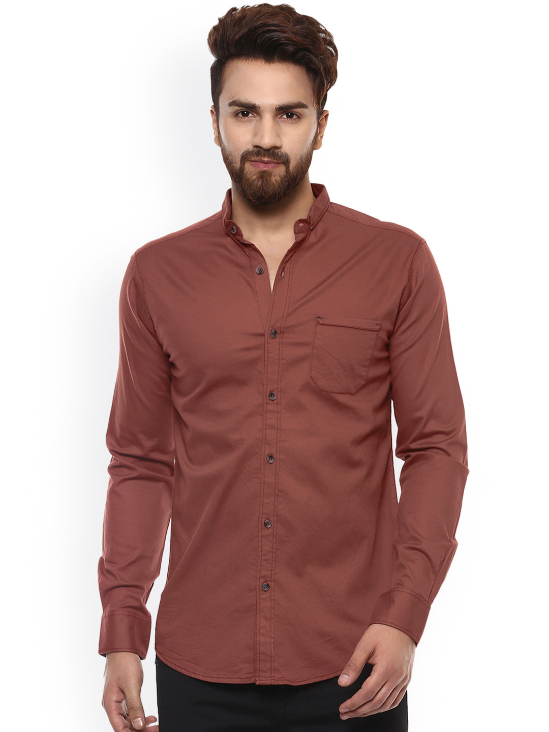 Buy Mufti Men Brown Slim Fit Solid Casual Shirt Shirts for Men
