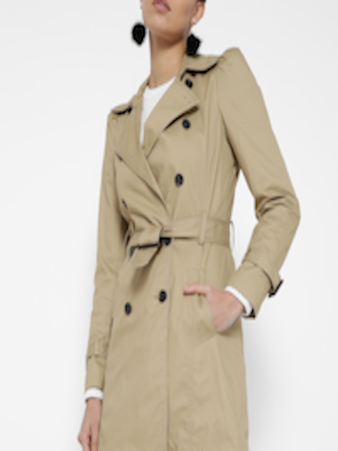 Buy MANGO Beige Double Breasted Trench Coat - Coats for Women 2141919 ...