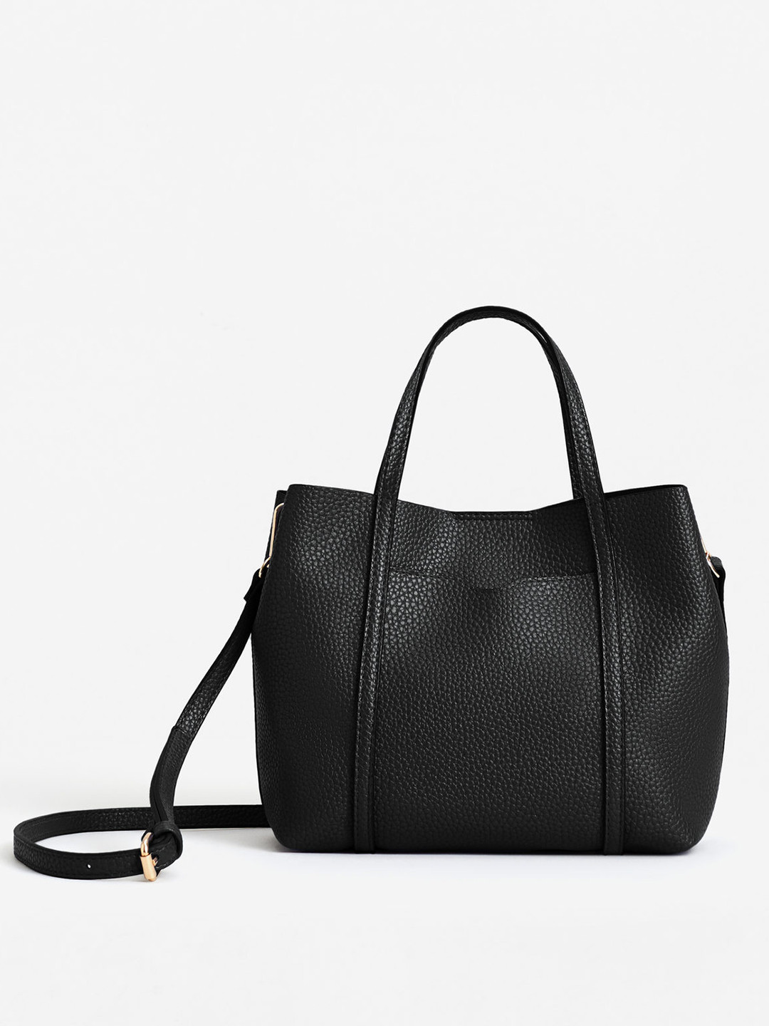 Buy MANGO Black Solid Handheld Bag With Sling Strap Handbags for