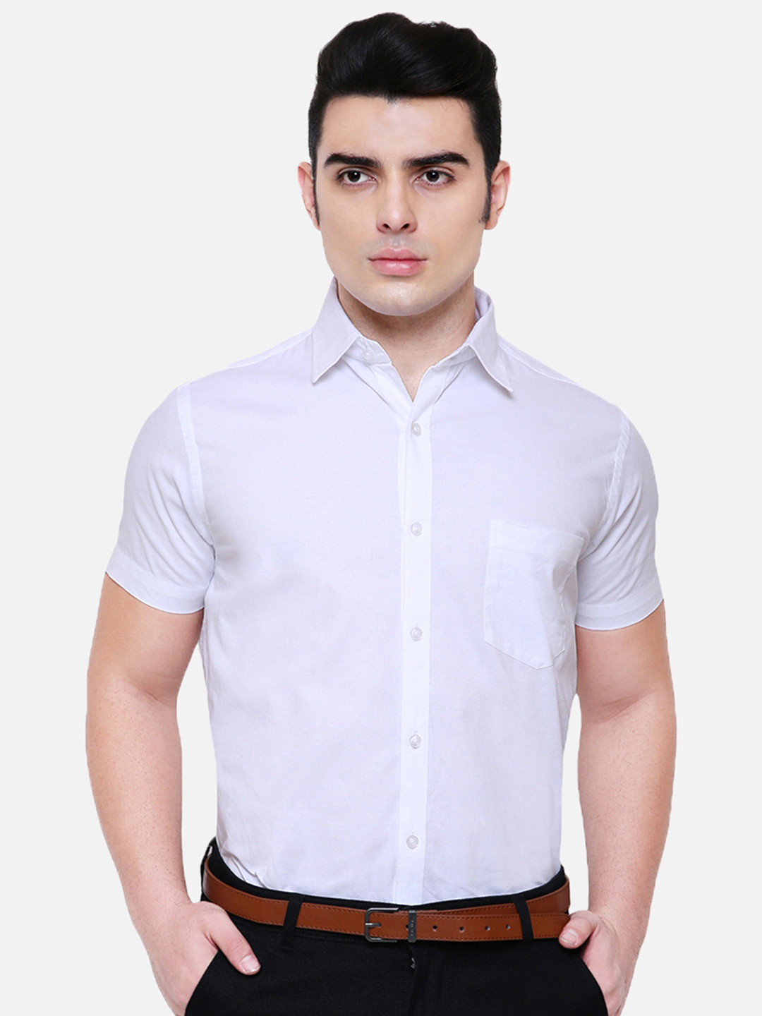 Peach Men'S Solid Formal Shirts
