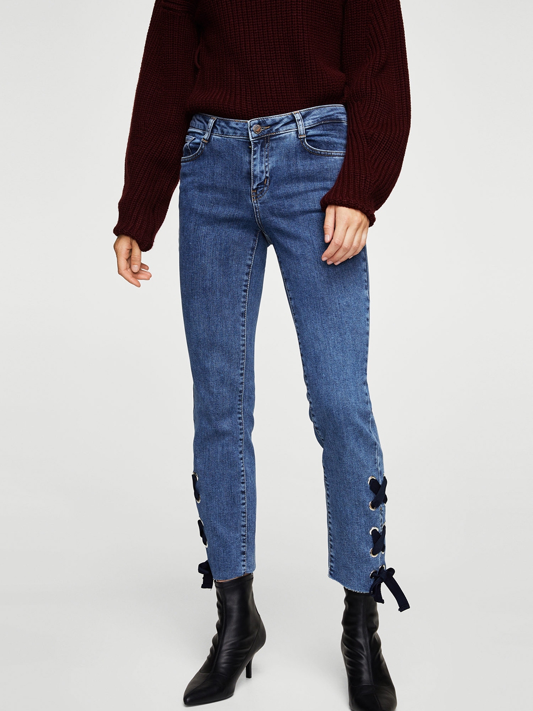 Buy MANGO Women Blue Mid Rise Clean Look Stretchable Jeans Jeans for