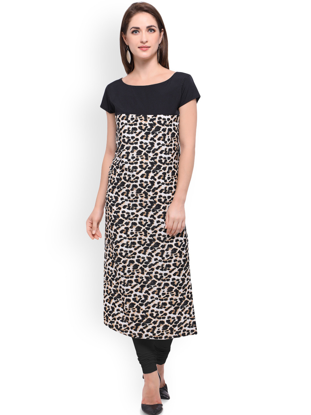 Buy Vaamsi Women Brown & Black Animal Print Straight Kurta Kurtas for Women 2143547 Myntra