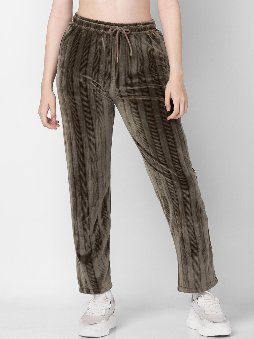 Buy Candyskin Women Regular Striped Velvet Track Pant Track Pants for