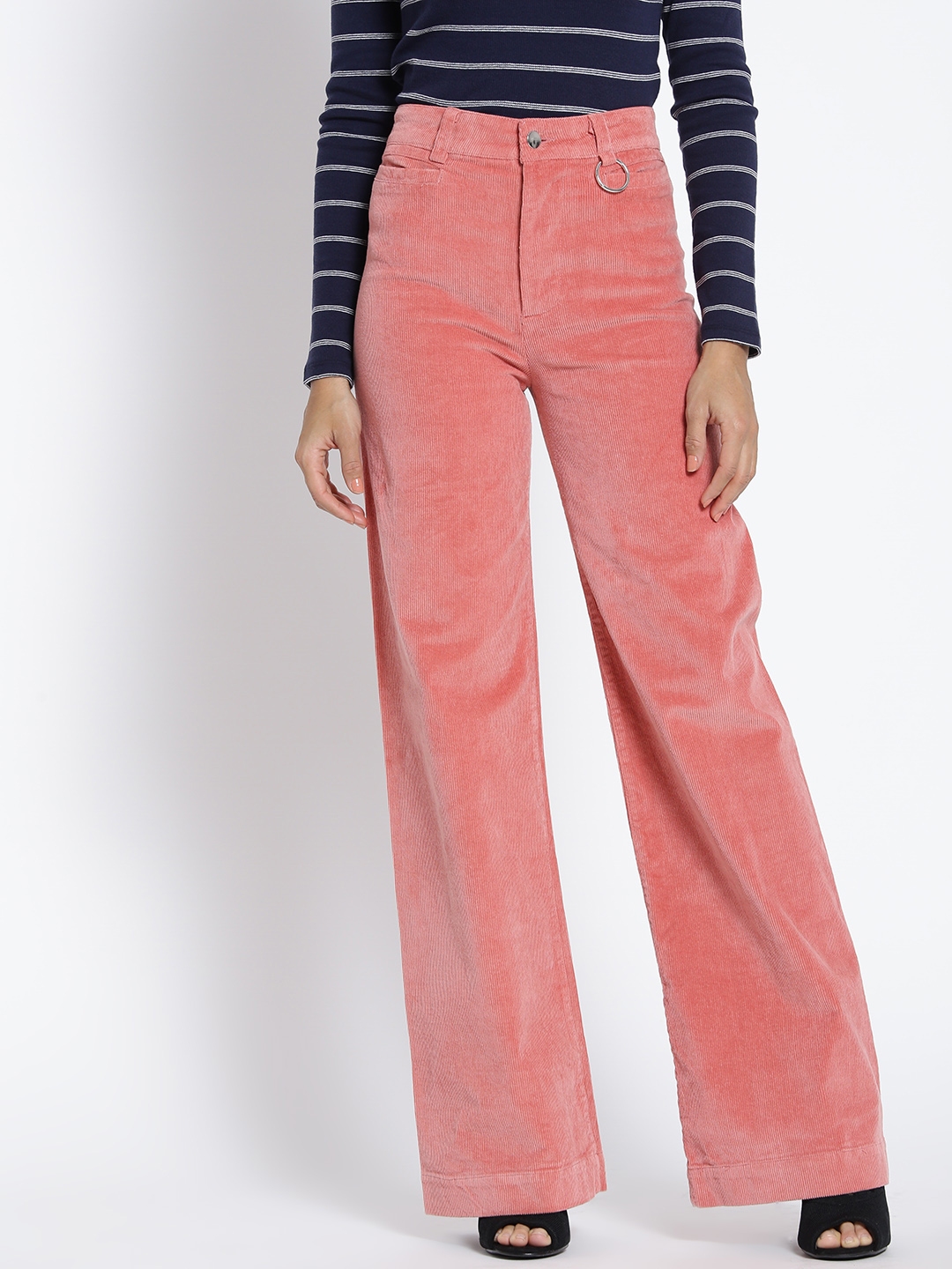 pink and black trousers