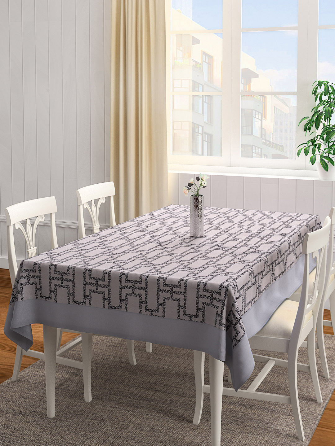 Buy S9home By Seasons Grey Rectangular 90" X 60" Polyester Jacquard Table Cover Table Covers