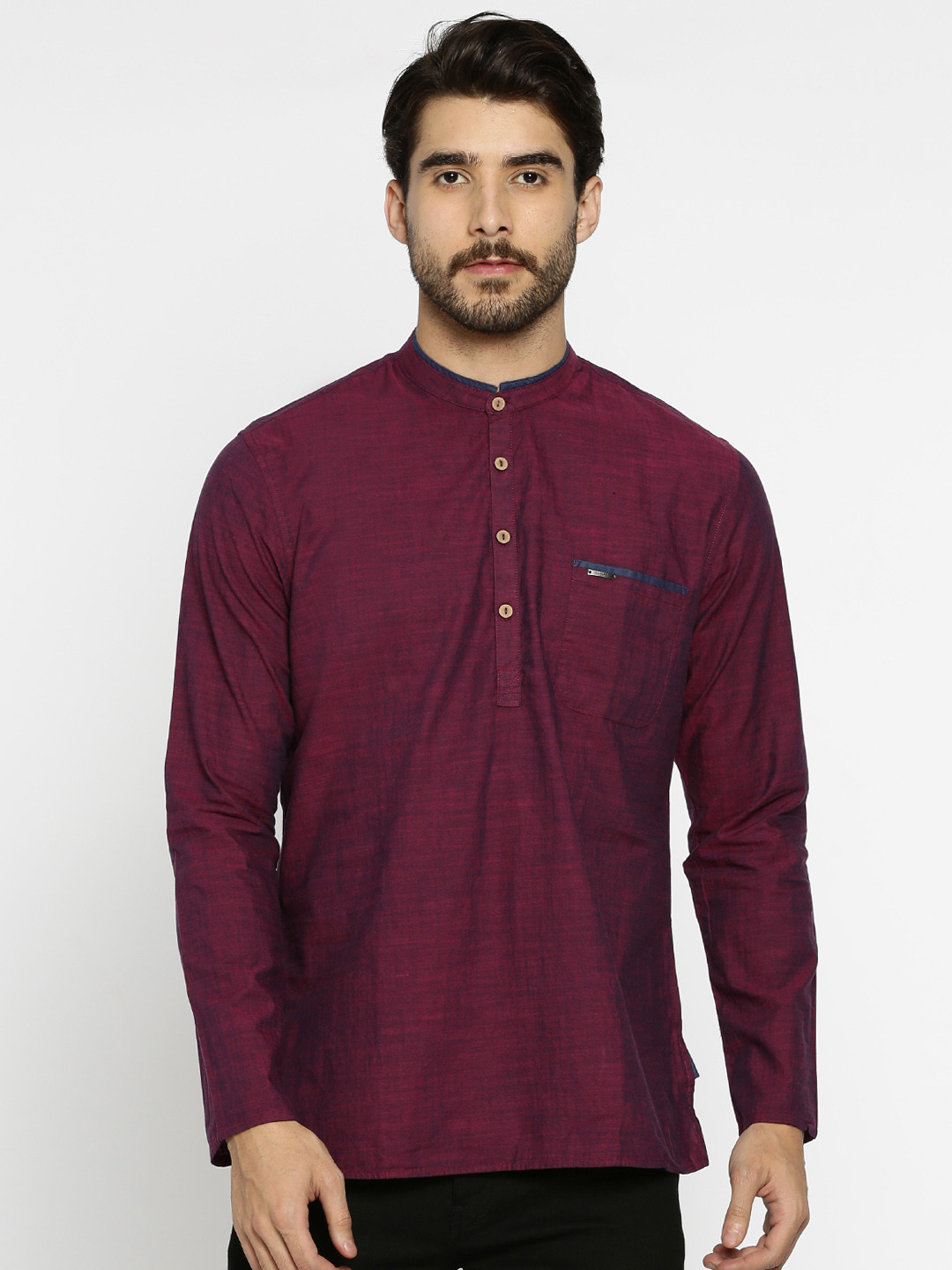 Buy Peter England Men Maroon Solid Straight Kurta - Kurtas for Men 2144421 | Myntra